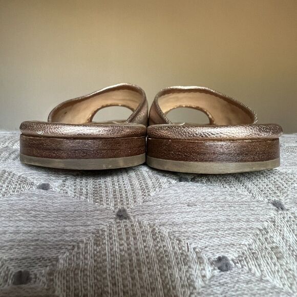 Sigerson Morrison NY Metallic Rose Gold Leather Flat Sandals Women 6.5 Resort - Picture 10 of 15
